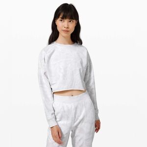 Lululemon LA Pullover Crew in Watercolor Wash White/ Stargaze